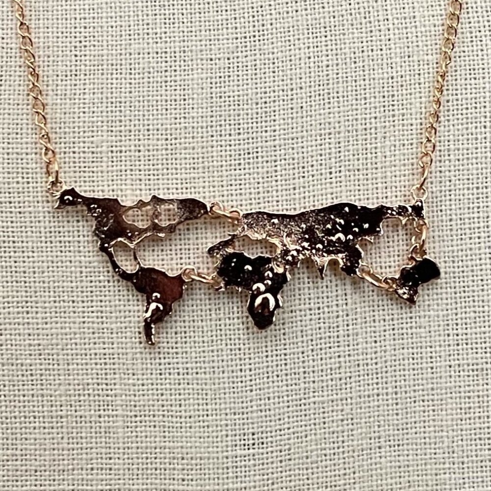 Travel the Map Necklace - Gold